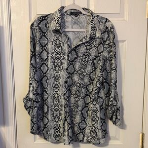 Chic Snake Print Button Down Shirt